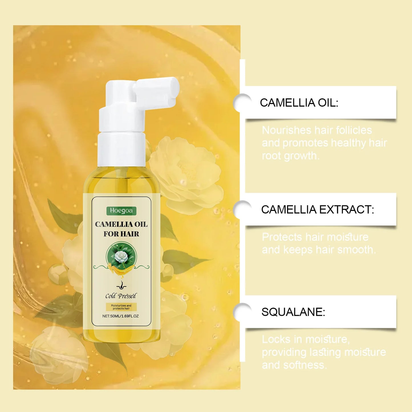 Camellia Hair Oil Restore Hair Shine Softness Smooth Deep Moisturizer Repair Keratine Damaged Frizz Dry Scalp Hair Care Products