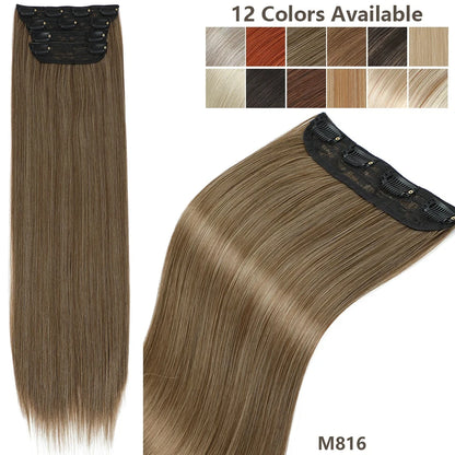 26 Inches Clips IN Straight Brown 12# Colored Ombre Blond P27/30/613 Hair Extensions 4Pcs/pack Silky Straight High Temperature