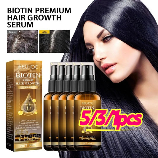 5/3/1pcs Biotin Fast Hair Growth Products Anti Hair Loss Serum Spray Prevent Baldness Treatment Scalp Beard Beauty Hair Care
