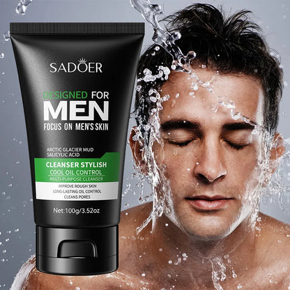 Men's Facial Cleanser Deep Clean Improve Oily Face Wash Cream Face Wash Foam Brightening Rejuvenation Face Cleanser Skin Care