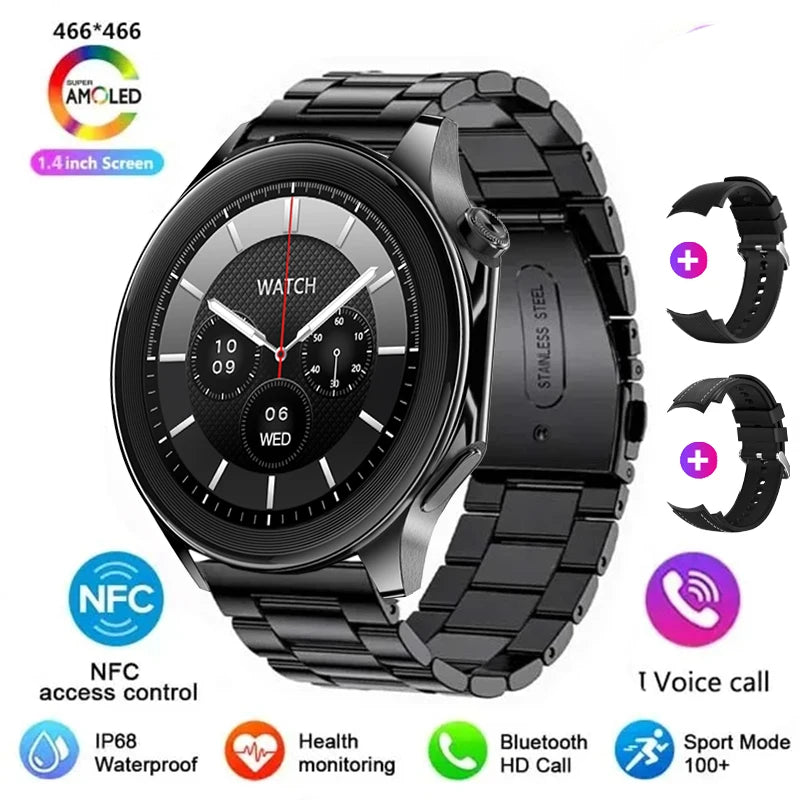 New For OPPO Smart Watch Men  GPS Trajectory Compass 466*466 AMOLED HD Screen Bluetooth Call 120+Sports Fitness Man Smartwatch