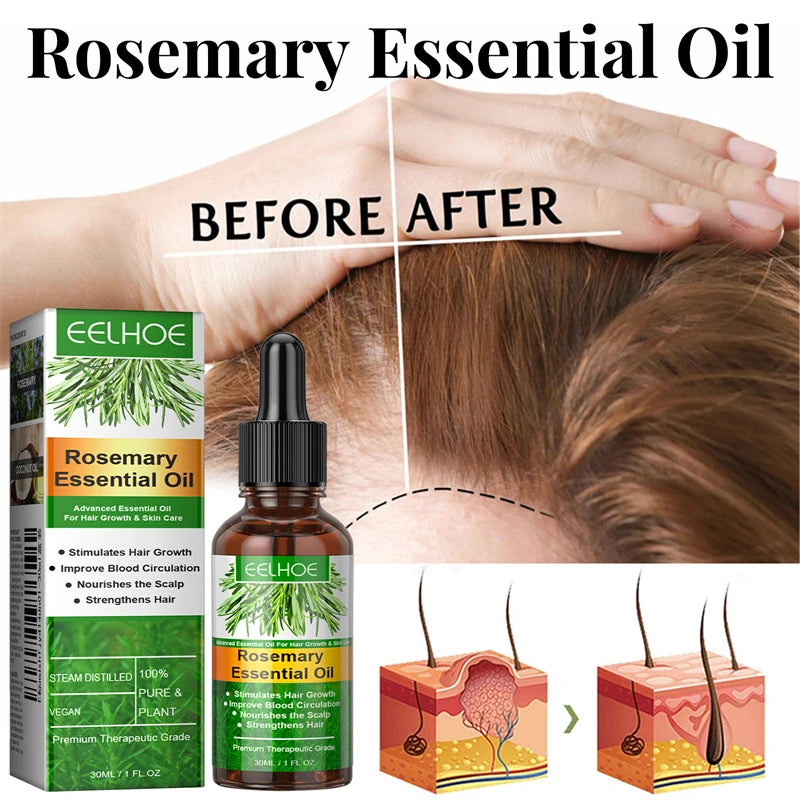 30ML Rosemary Hair Essential Oil Fast Growth Oils Pure Natural Hair Essential Oils Nourishing Shiny Anti-frizz Hair Care