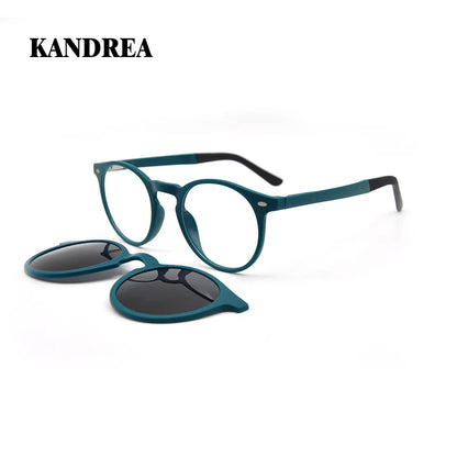 KANDREA Round Vintage Sunglasses Women Man Magnetic Glasses Clip on Brand Designer 2022 Optical Myopia Eyeglasses Frame S2034