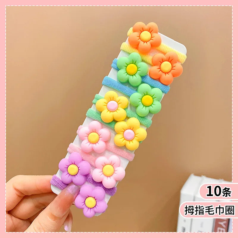 10Pcs/Set Fashion Cute Children's Rubber Band Girl's Hair Ties High Elastic Durable Hair Accessories Do Not Hurt Hair Scrunchie