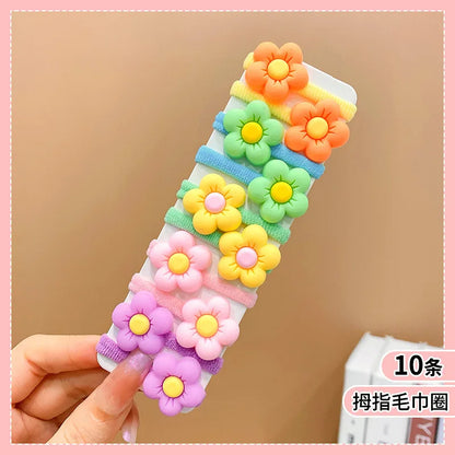 10Pcs/Set Fashion Cute Children's Rubber Band Girl's Hair Ties High Elastic Durable Hair Accessories Do Not Hurt Hair Scrunchie