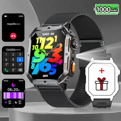 LIGE Fashion 1000mAh Big Battery Smart Watch Men 2.01” HD Screen Bluetooth Call 3ATM Waterproof Sports Health Monitor Smartwatch