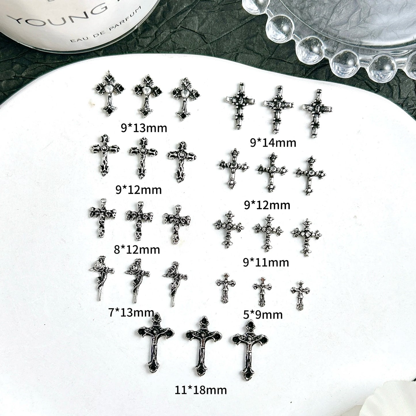 20PCS Multiple Style Classic Cross Alloy Nail Art Decorations 3D Minimalist Creative Cross Cool Style Nail Charms DIY Nail Parts