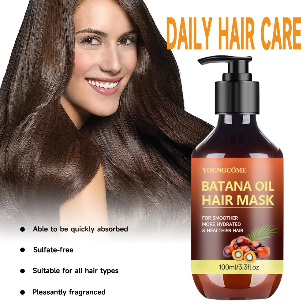 Batana Oil Hair Mask 10 Seconds Fast Repair Hair Desiccation Damage Hair Mask nhances Hair Thickness, Prevents Loss, Repairs