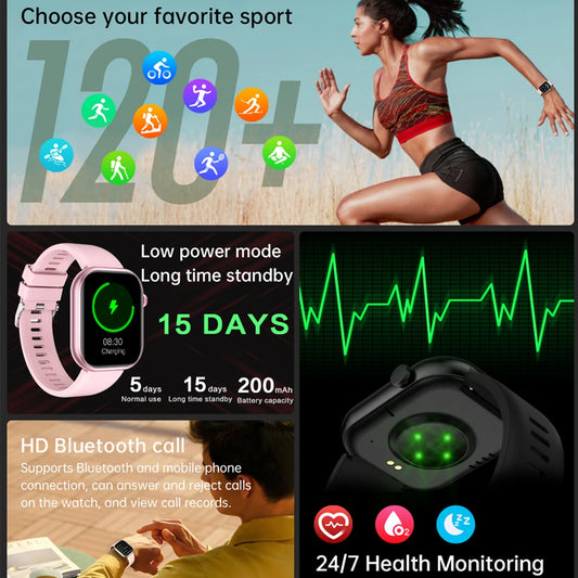 2025 Smart Watch For Women Full Touch Screen Bluetooth Call Waterproof Watches Sport Fitness Tracker Smartwatch Lady Reloj Mujer