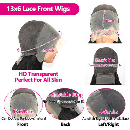 200 Density Straight Human Hair Wigs On Clearance Sale Transparent HD Lace Wig 13x6 Human Hair 30 Inch Brazilian Raw Hair Wig