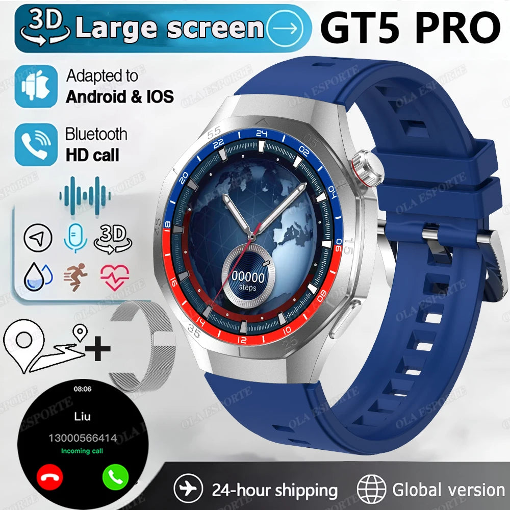2025 WATCH 5 Smart Watch Men 1.52" HD AMOLED Screen Heart Rate Monitor Bluetooth Call GPS Sport Fitness Tracker Smartwatch Women