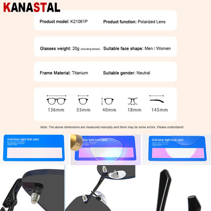 Men Pure Titanium Rimless Sunglasses Women Polarized Sun Glasses Frameless Eyeglasses Night Driving Goggles Anti UV400 Eyewear