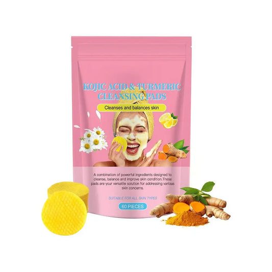 60pcs Turmeric Kojic Acid Cleansing Pads Exfoliating Pads Facial Sponges Deep Moisturizing Cleansing Gentle Natural Daily Skin C