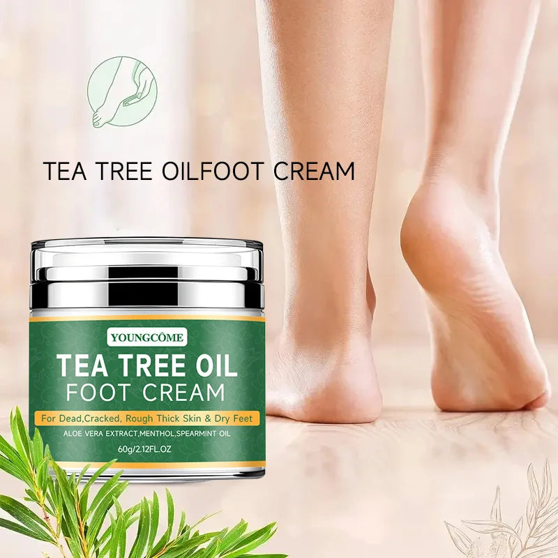Foot moisturizer with aloe vera and tea tree oil to deeply nourish the skin, for dry and rough skin, daily hand and foot care
