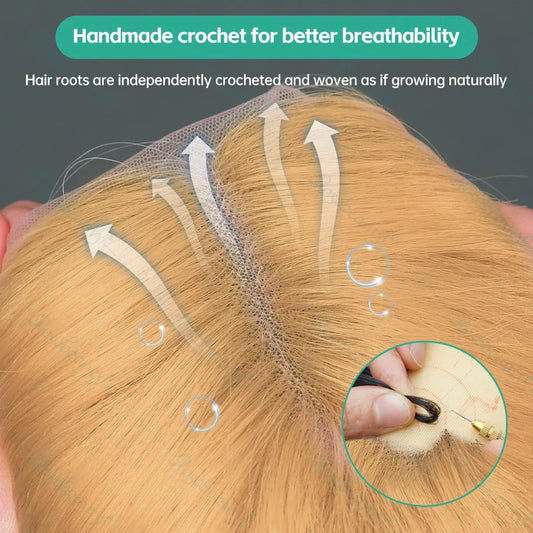 Honey Blonde Wig Human Hair Bone Straight Wigs 13x6 Hd Lace Frontal Wigs For Women 200% Density 27# Colored Lace Front Wigs