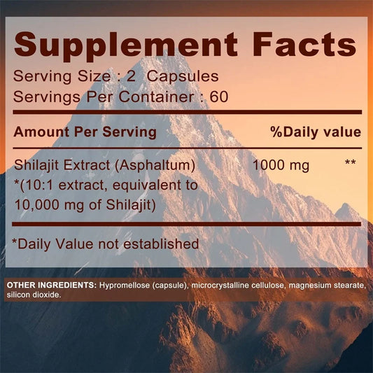 Shilajit Supplements - Supports Brain Health, Improves Cognitive Function, Enhances Memory & Concentration, and Boosts Immunity