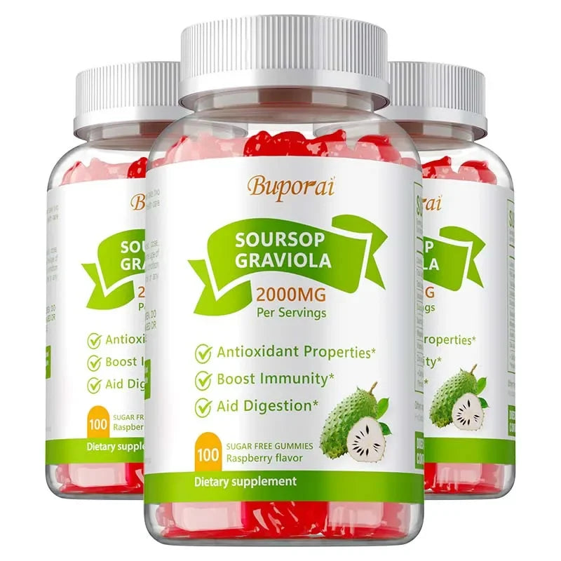 Soursop Graviola Gummies 2000Mg - Contains Vitamin C + Zinc To Aid Digestion, Cell Regeneration, Immune Support and Antioxidant