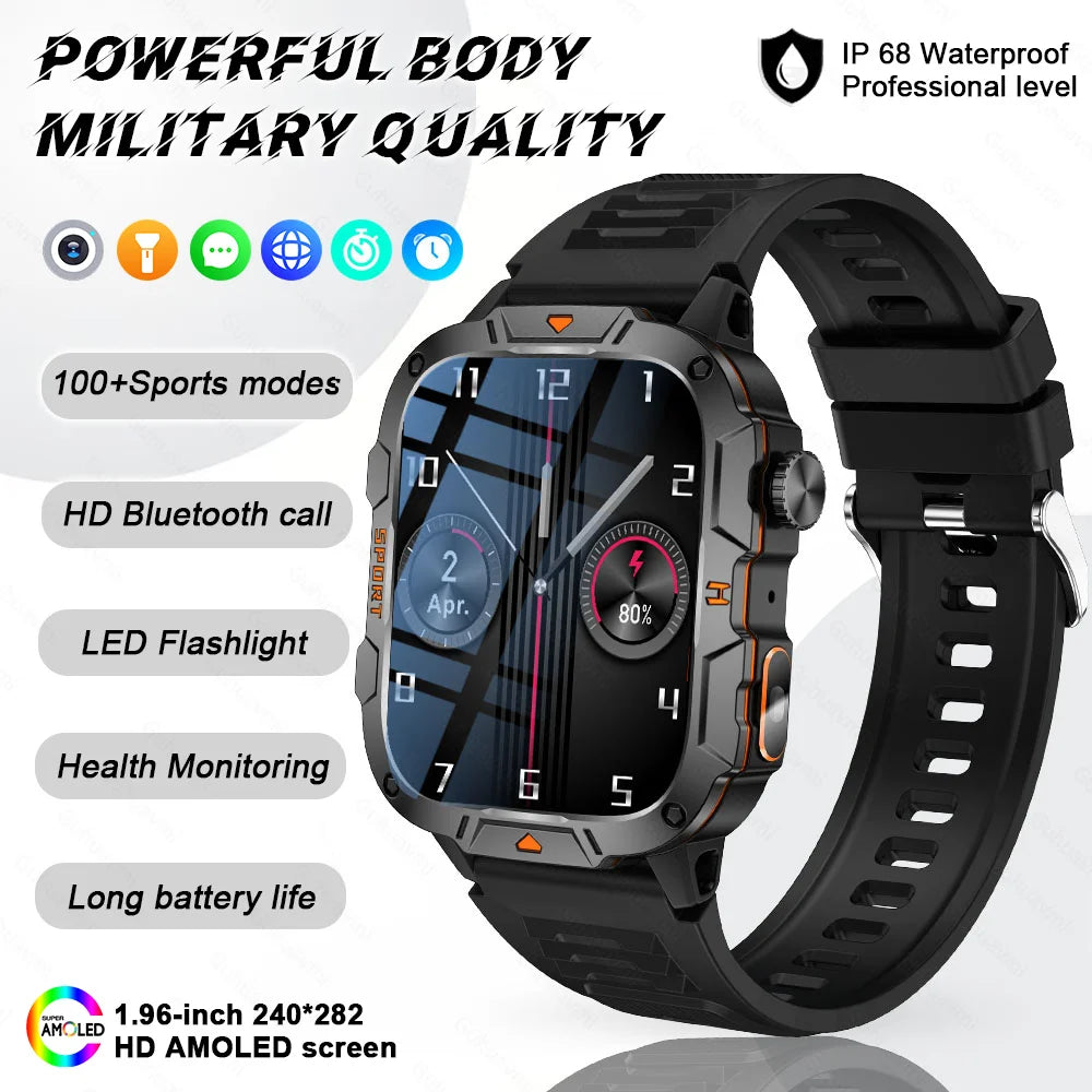 2025 New For Xiaomi Military Bluetooth Call Smart Watch Men 1.96" AMOLED Screen 5ATM Waterproof GPS Outdoor Sports Smartwatches