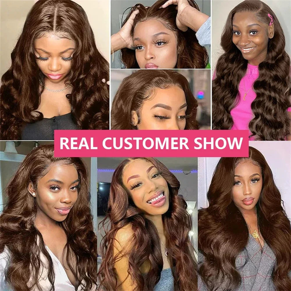 Chocolate Brown Lace Front Wig Transparent HD 13x6 Lace Frontal Wig 100% Colored Body Wave Human Hair Wigs 4x4 5x5 Preplucked