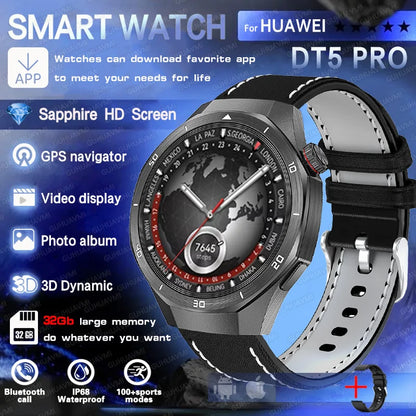 DT5 Pro Watch 32Gb Memory Local Music Bluetooth Call GPS Tracker Compass 3D Menu Bluetooth Smart Watch Men Women 2025