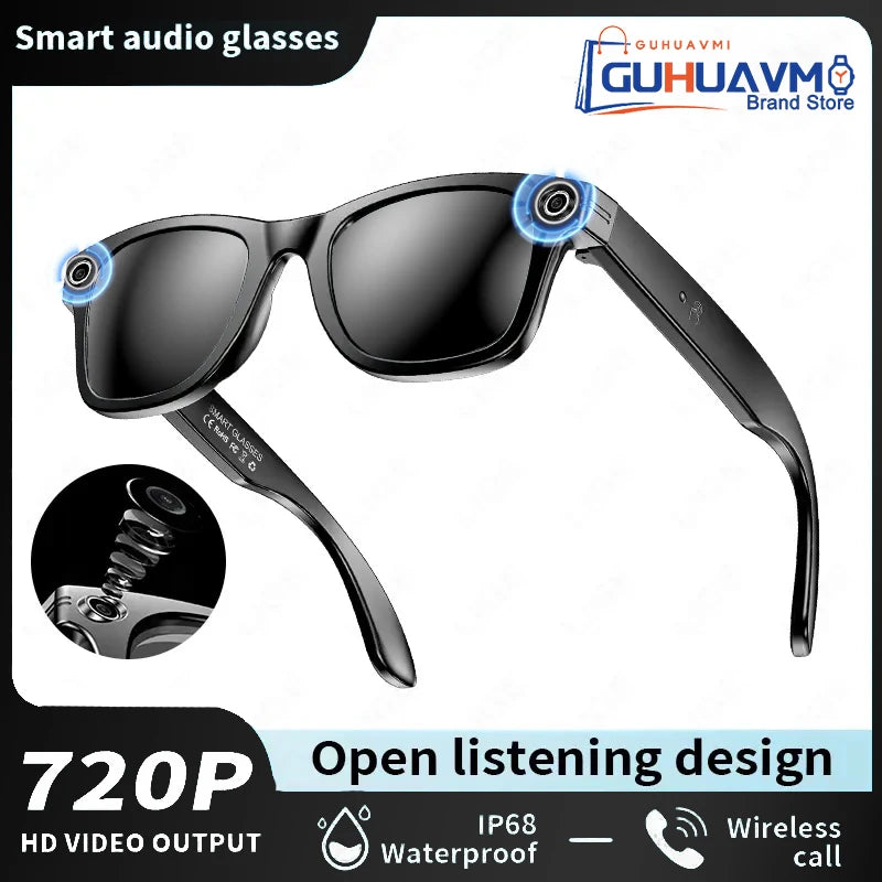 New 8MP Camera Smart Sunglasses Video Recording AI Photo Recognition Eyeglasses Wireless Bluetooth Call Glasses Sports Headphone