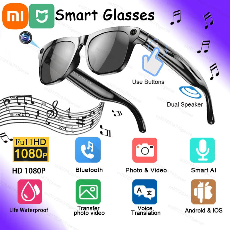 Xiaomi MIJIA 1080P HD AI Smart Glasses Cat GPT 100MP Camera Bluetooth Call 260Mah Battery Voice Assistant Control Smart Glasses