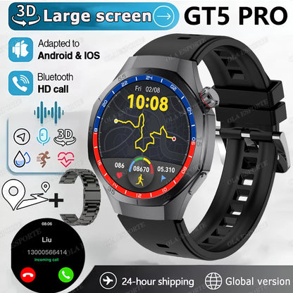 2025 WATCH 5 Smart Watch Men 1.52" HD AMOLED Screen Heart Rate Monitor Bluetooth Call GPS Sport Fitness Tracker Smartwatch Women