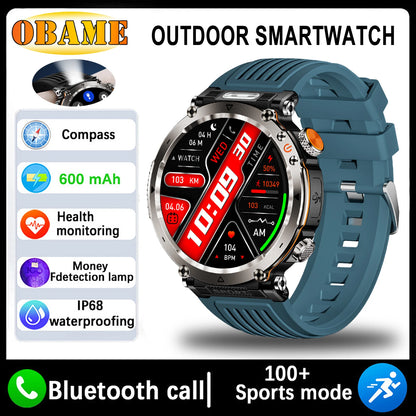 5ATM Waterproof Smart Watch Men 600mAh Outdoor SmartWatch GPS Compass Heart rate LED Flashlight Bluetooth Call Sports Smartwatch