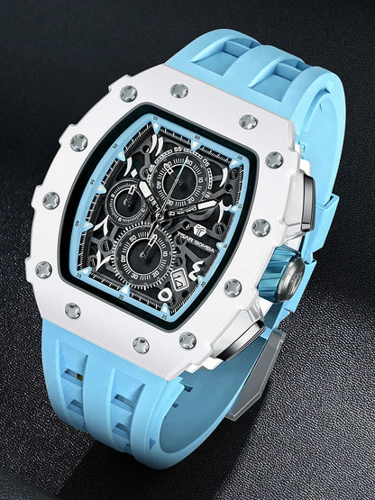 TSAR BOMBA Watch for Men Luxury Brand Tonneau Design Waterproof Clock Stainless Steel Wristwatch Fashion Rectangle Mens Watch