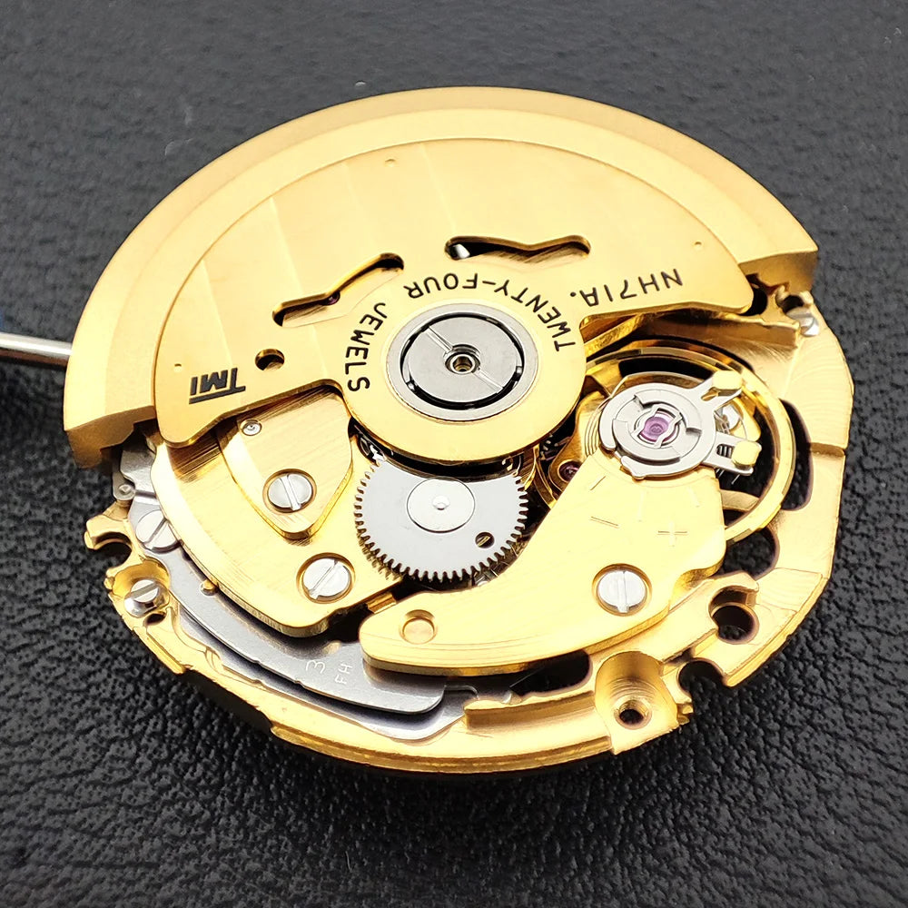 NH71 movement Golden skeletonized mechanical Automatic movement 24 Jewels High-precisiontimekeeping 3 hands NH71A watch movement