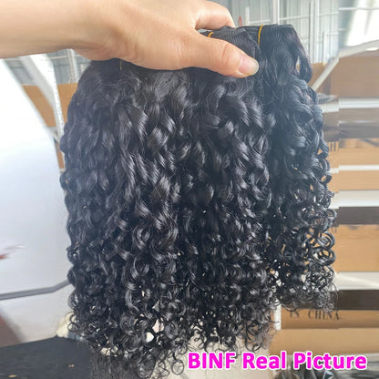 Mongolian Pixie Curly Human Hair Bundles Raw Vietnamese Unprocessed Burmese Hair Bundle Virgin 15A Double Drawn Weave Extensions