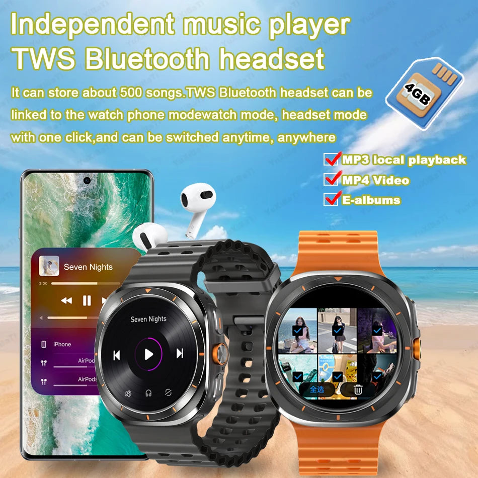 2025 New Watch 7 Ultra Smart Watch Men 32GB Memory 3D Video Display Sports SmartWatch GPS NFC Compass Blood oxygen Smartwatch