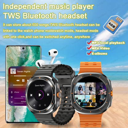 2025 New Watch 7 Ultra Smart Watch Men 32GB Memory 3D Video Display Sports SmartWatch GPS NFC Compass Blood oxygen Smartwatch