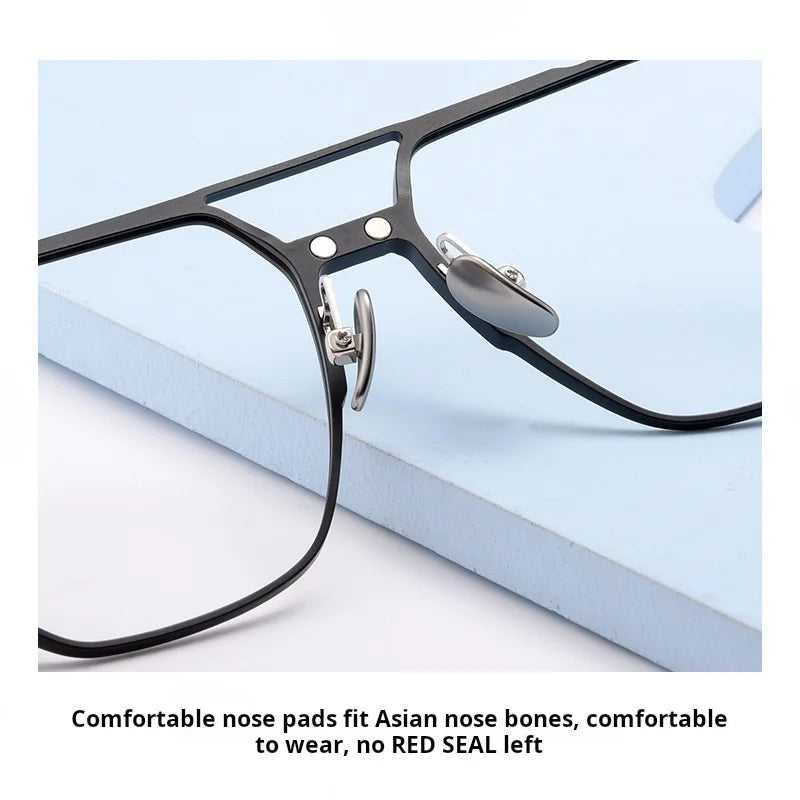 TFTB Men and Women Polarized Magnetic Clip on Glasses Luxury Pure Titanium Pilot Big Optical Prescription Eyeglasses Frame 9906