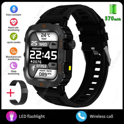 New Rugged Military GPS Track Smart Watch Men Bluetooth Call Health Monitor AI Voice Sports 3ATM IP68 Swim Waterproof Smartwatch