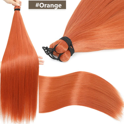 Magicae 28Inches 3Pcs Dark Brown Twist Crochet Braiding Ombre Blond Straight Hair Bundles Extension High Temperature Synthetic