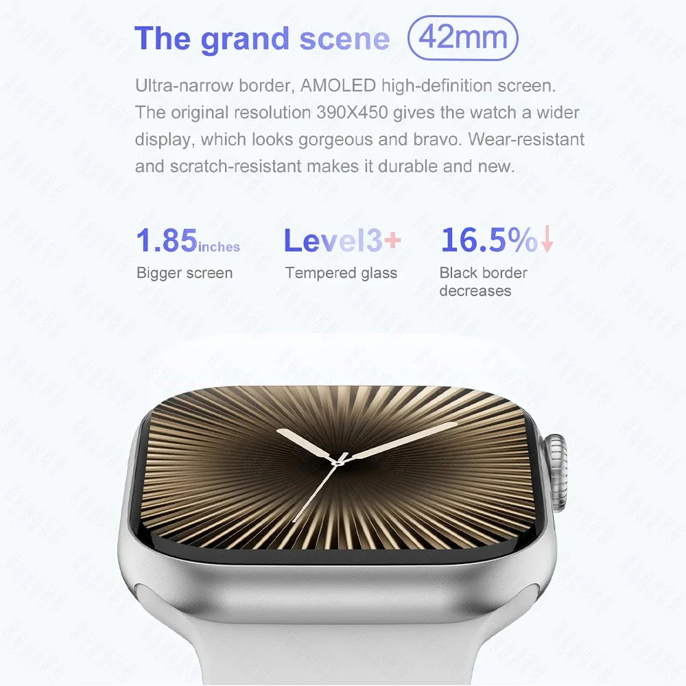 New DT Watch X Mini Smartwatch 3D Menu Video AI Voice NFC 4GB Lang Memory Compass 1.85 Inch AMOLED Super Fast Charge Smartwatch