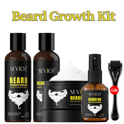 Beard Growth Kit Beard Growth Essence Oil Nourishing Beard Conditioning For Men Wash Care Set Beard Styling Massage Strengthen