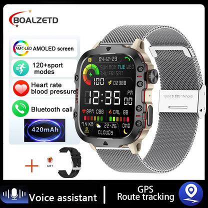 2025 New For Men Military Smart Watch Men IP68 5ATM Outdoor Sports Fitness Tracker Health Monitor 1.96" BT Call Smartwatch