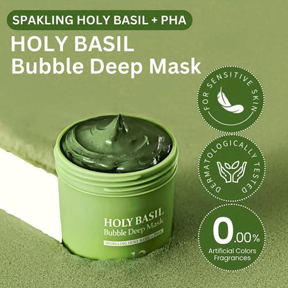 Holy Basil Bubble Deep Mask Korean Carbonic Acid Deep Cleansing Foaming Mud Mask Remove Blackheads And Shrink Pores Skin Care