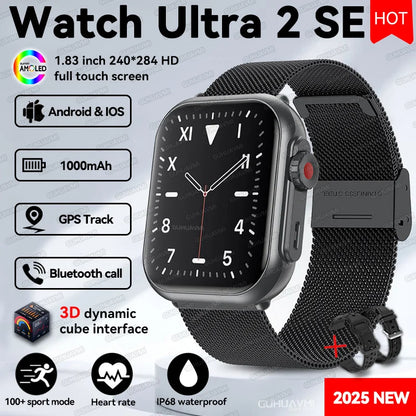 2025 New 1000mAh Long Battery Life Smartwatch Men Bluetooth Call Waterproof 1.83 inch Full Touch Fitness Sport Smart Watch Women