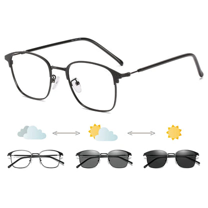 Fashion Square Anti-Blue Light Glasses Men Women Vintage Metal Photochromic Glasses Classic Anti Radiation Computer Eyeglasses