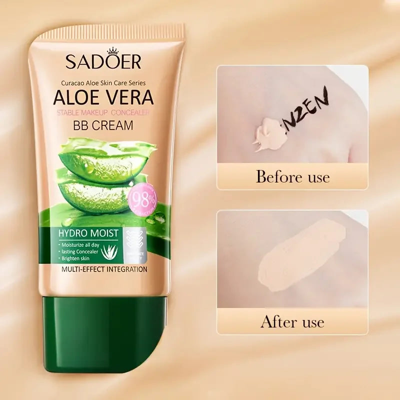 Aloe Vera BB Cream-Hydrating & Concealing Collagen Full Coverage Foundation Makeup,Long-Lasting,Lightweight Coverage Concealer