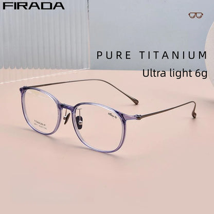 FIRADA Fashion Transparent Glasses Vintage Luxury Titanium Eyeglasses Ultra Light Prescription Eyewear Frame For Women L9111Y