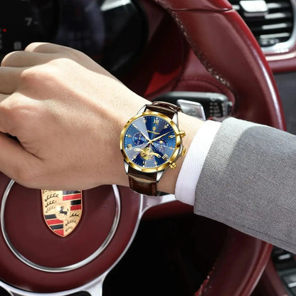 POEDAGAR Military Luxury Men Wristwatch Quartz Waterproof Luminous Chronograph Leather Man Watch Sports Men's Watches Male Reloj