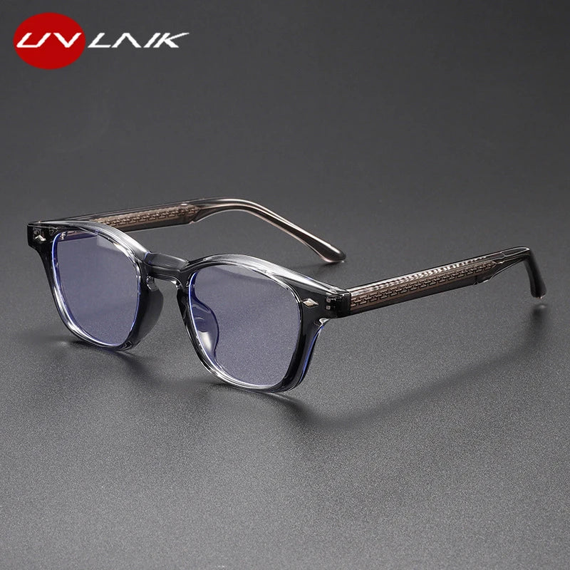 UVLAIK Retro Lightweight Eyewear Frames Men Fashion Square Small Frame Eyeglasses Women Classic Anti Blue Light Glasses Unisex