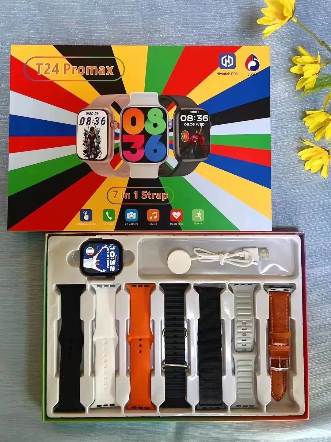 7 in 1 Strap Smart Watch T24promax Sports Watch for men Women Bluetooth Call SmartWatch Series 10 for Apple Smart Watch 2024 New