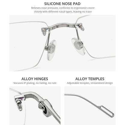 HEPIDEM Alloy Glasses Frame Men Luxury Famous Brand Design Retro Vintage Square Eyeglasses Rimless Spectacles Frameless Eyewear