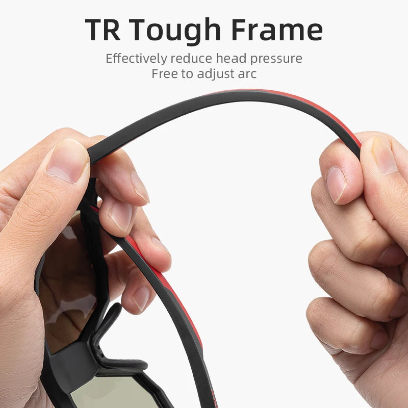 ROCKBROS Bicycle Sunglasses Polarized & Photochromic Electronic Color Change Cycling Glasses UV400 Bike Eyewear Sports Goggles