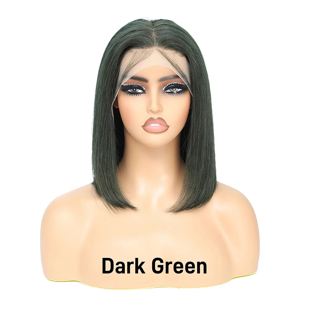 Red Short Bob Wig Human Hair HD Lace Front Wigs Straight 13X4 Blonde 613 Highlight Pink Colored Blunt Cut Lace Frontal Wig 13x6